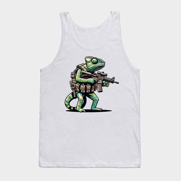 Tactical Cameleon Mastery Tee: Where Style Meets Stealth Tank Top by Rawlifegraphic